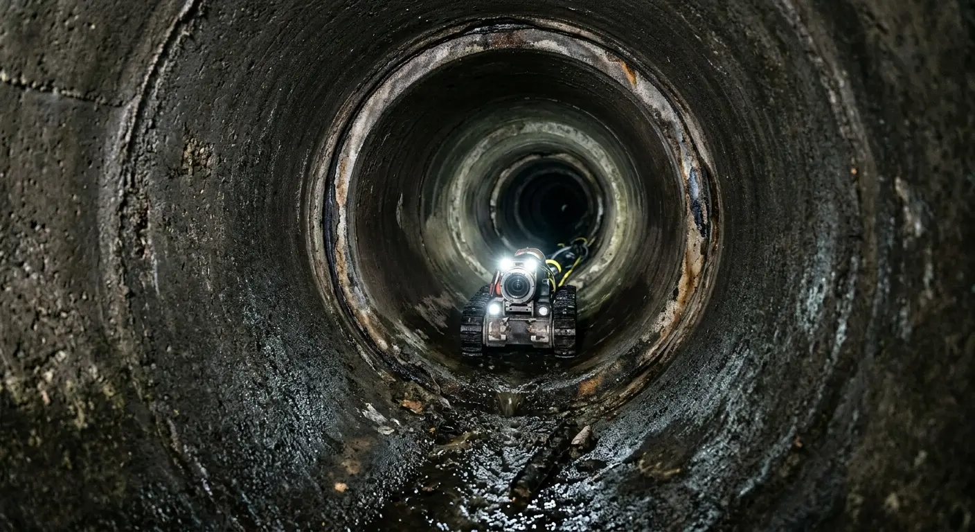 Robotic sewer camera inspecting pipe interior for Drain Snake Service in Allen